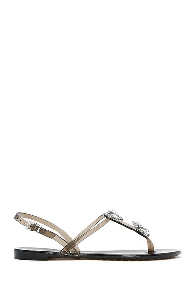 Derimod Women's Black Jelly Back Buckle Stone Sandals 25Sfe4928Pv