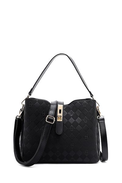 Derimod Women's Black Long Strap Printed Classic Shoulder Bag 25Sbd202826