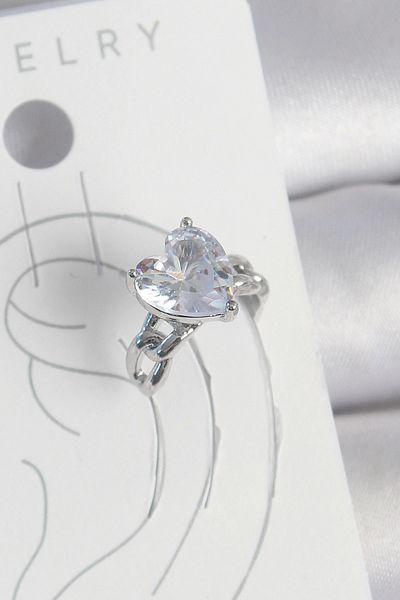 Clariss Brass Silver Color Zircon Stone Heart Model Women's Cartilage Earrings