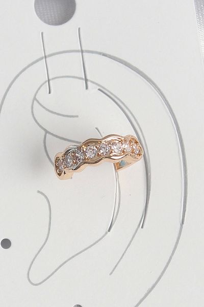 Clariss Brass Gold Color Zircon Stone Women's Cartilage Earrings
