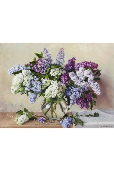 ve Tablou Canvas, Liliac , 60 x 45 cm, Rama lemn, Multicolor