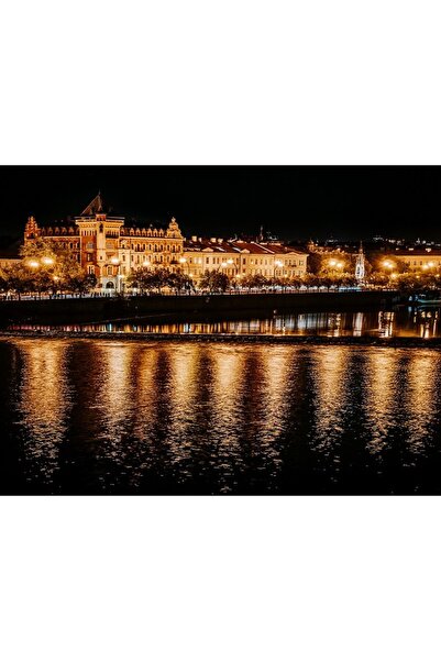 ve Tablou Canvas, Rau de aur, 60 x 45 cm, Rama lemn, Multicolor