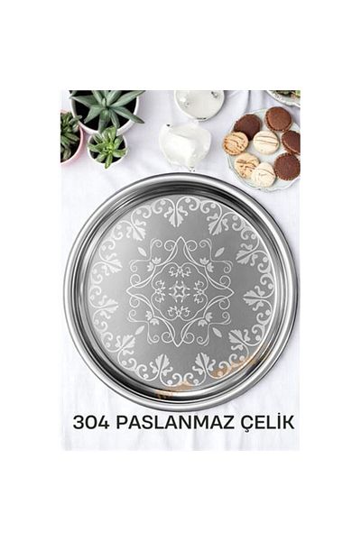 Skygo Serving Tray - Steel Tea Tray Stylish Patterned Tray 41 cm