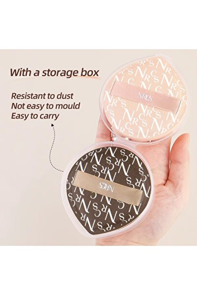 Choice مجموعة نفخة البودرة باللون الوردي والبني، 2 نفخة بودرة هوائية وصندوق تخزين واحد، إسفنجة تجميل رطبة وجافة،