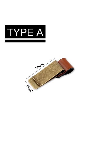 Choice TYPE A STONEGO Handmade Leather Brass Stainless Steel Pen Holder Clip Journal Notebook Paper Folder