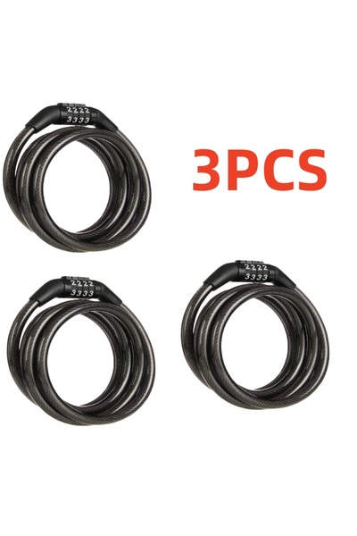 Choice 3 قطع قفل دراجة مضاد للسرقة، قفل كلمة مرور مكون من 4 أرقام، كابل قوي ل...