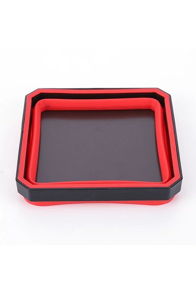 Alloet 1pcs Red 5 Inch Collapsible Magnetic Screw Tray Silicone Screw Bowl Tool Part Storage Box Plumber Ca