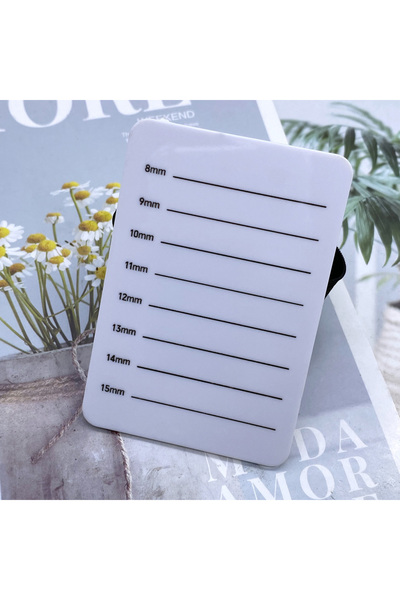 Mollie Lipper لوحة عرض رموش مطعمة بيضاء مقاس 8-15 مم، حامل رموش، لوحة يدوية لتمديد الرموش، تمديد الرموش P