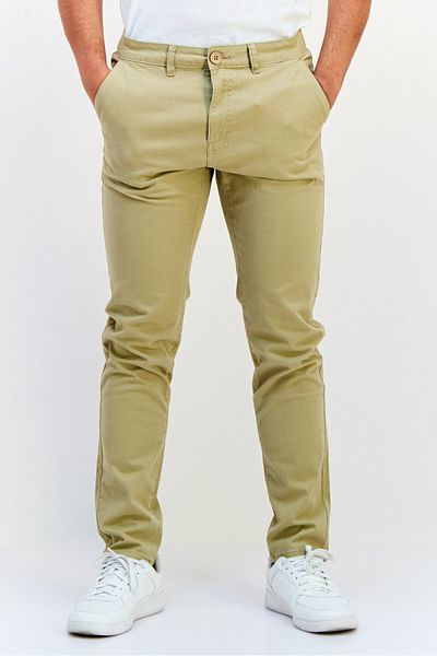 883 Police Men Slim Fit Solid Chino Pants, Khaki