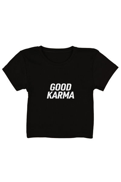 urbvn بلوزة قصيرة سوداء مطبوعة من Good Karma