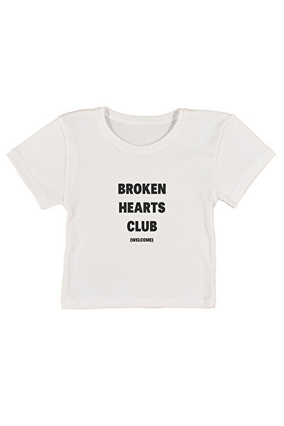 urbvn Broken Printed White Crop Top