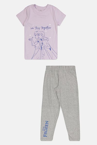 Disney Frozen Kids Girl 2 Pcs Graphic Print Pajama Set, Multicolor