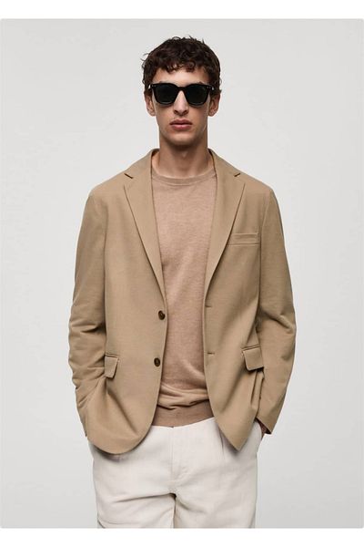 MANGO Man Slim-fitting mini woven blazer jacket