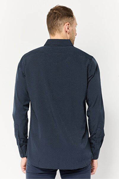 Scotch & Soda Men Modern Fit Allover Print Long Sleeves Dress Shirt, Navy