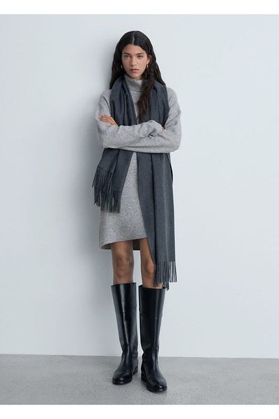 MANGO Woman Short Turtleneck Knitwear Dress