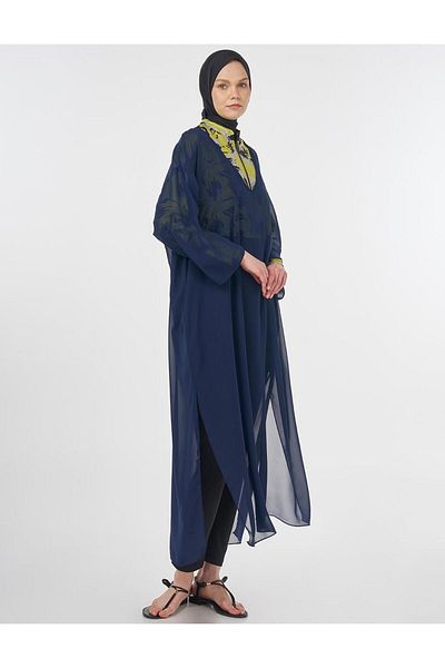 Kayra V-Neck Hijab Pareo Dark Navy Blue