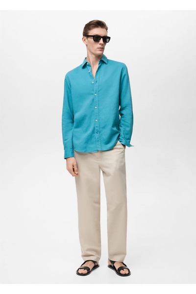 MANGO Man Classic Cut Linen Shirt