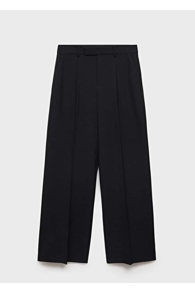 MANGO Woman Düz kesim kumaş pantolon