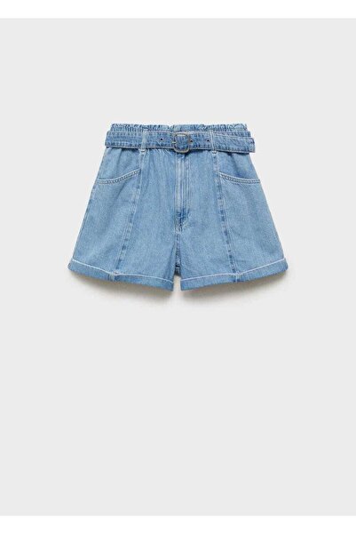 MANGO Woman Paperbag Kemerli Denim Şort