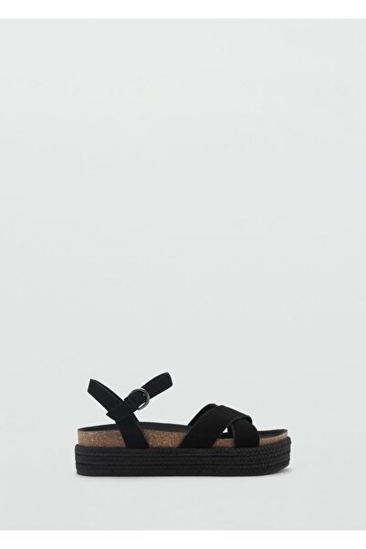 Mango Teen Leather Sandals with Platform