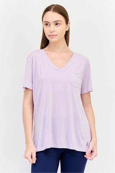 SKECHERS Women Sportswear Fit Short Sleeve Training Tops, Lavender