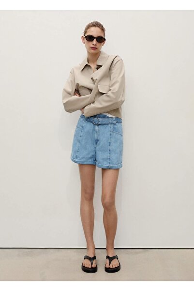 MANGO Woman Paperbag Kemerli Denim Şort