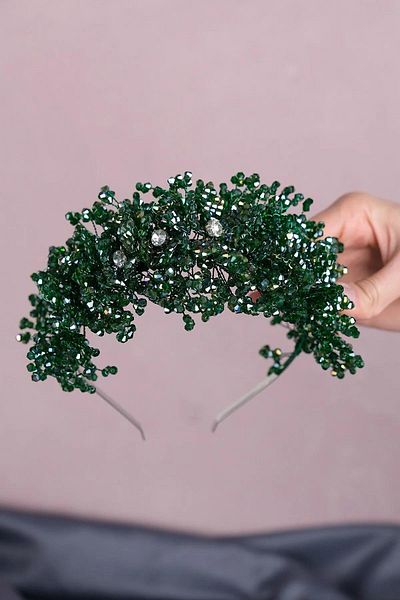 Hayalperest boncuk Bella Flower Motif Beaded Bridal Henna Crown