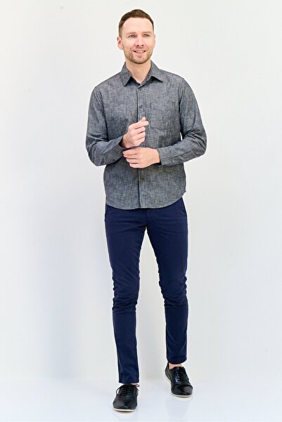 GAP Men Regular Fit Washed Long Sleeve Casual Shirt, Charcoal