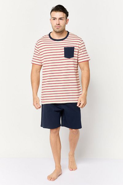 CELIO Men 2 Pieces Short Sleeve T-shirt And Pajama Set, Multicolor