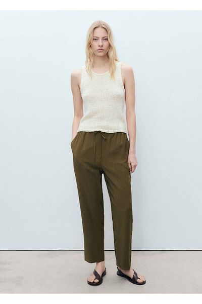 MANGO Woman Baggy pants with elastic waistband