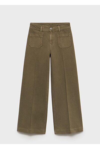MANGO Woman Düğmeli wideleg jean