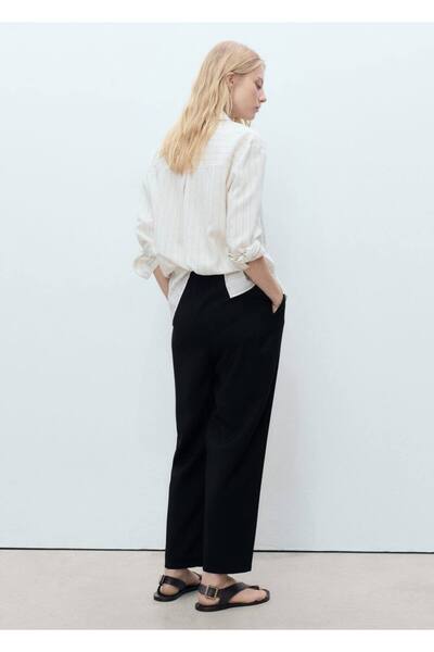 MANGO Woman Beli lastikli dökümlü pantolon