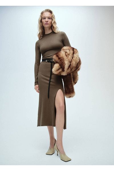 MANGO Woman Knitwear dress with side slits