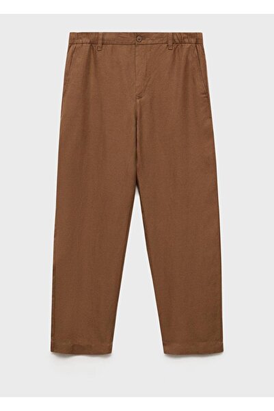 MANGO Man Keten karışımı elastik belli pantolon