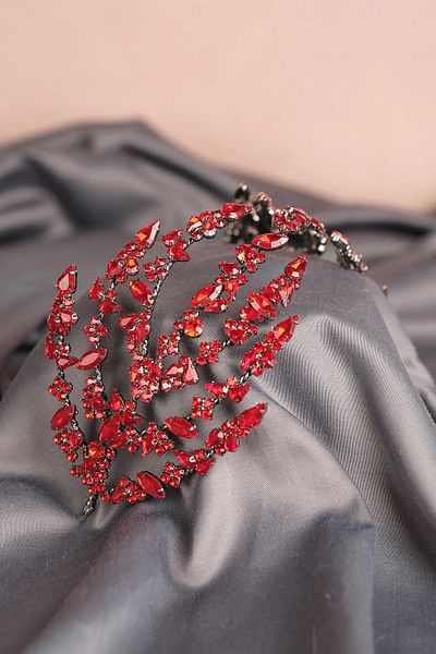 Hayalperest boncuk Red Double Sided Helen Bridal Hair Accessory