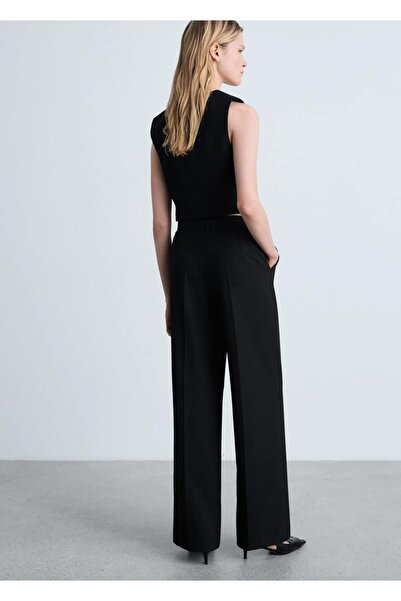 MANGO Woman Düz kesim kumaş pantolon