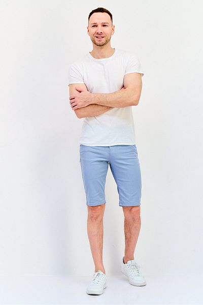 DeFacto Men Plain Chino Shorts, Light Blue