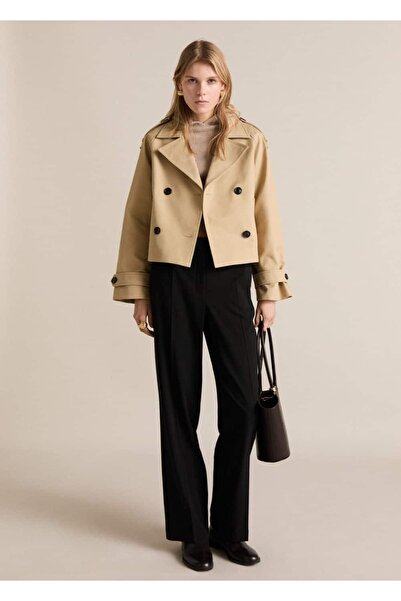 MANGO Woman Düz kesim orta belli pantolon