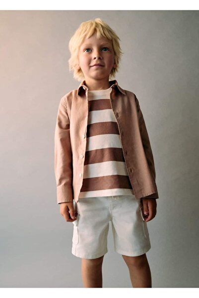 MANGO Baby Pamuk ve keten gömlek