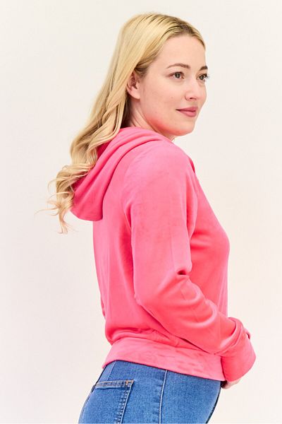 Offline by Aerie Women Full Zip Solid Hoodie, Pink