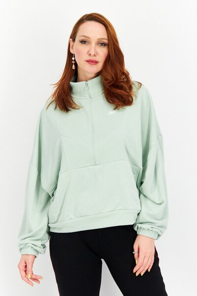 Reebok Women Sportswear Fit Long Sleeve Running Sweatshirts, Sage Green