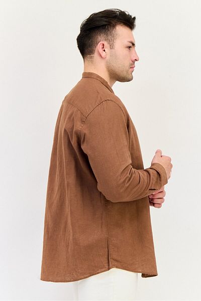 CELIO Men Regular Fit Solid Long Sleeves Casual Shirt, Brown