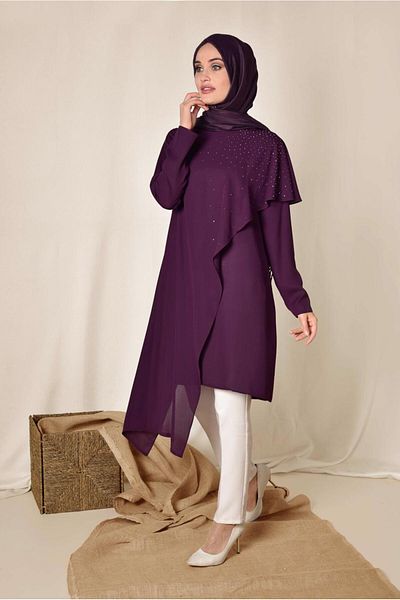 Alvina Asymetric Tunic with Stone Detail Volan 4990