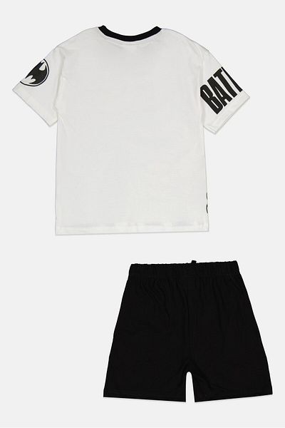 Batman Toddlers Boy 2 Pieces Graphic Print T-Shirt and Short Set, Black/White