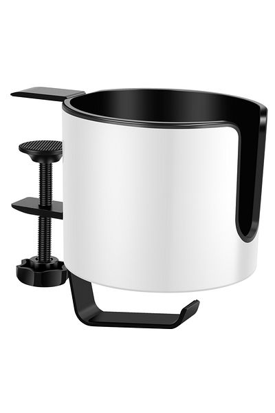 Choice White Desk Cup Holder Table Universal Adjustable Pgraded Arm Clamp Nonslip Storage Rack Clip on Coff