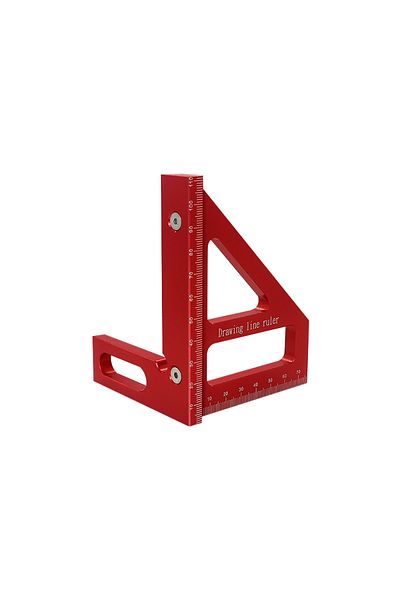 toohr Red Woodworking Square Protractor Aluminum Alloy Miter Triangle Ruler High Precision Layout Measurin