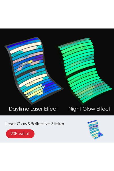 Choice Laser Glow 20Pcs/Set Rainbow Reflective Sticker for Bike Wheels Laser Night Glow Sticker for Car Mot