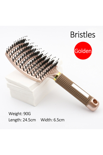 Choice فرشاة شعر ذهبية من الشعيرات والنايلون، مشط تدليك فروة الرأس لشعر الفتي...