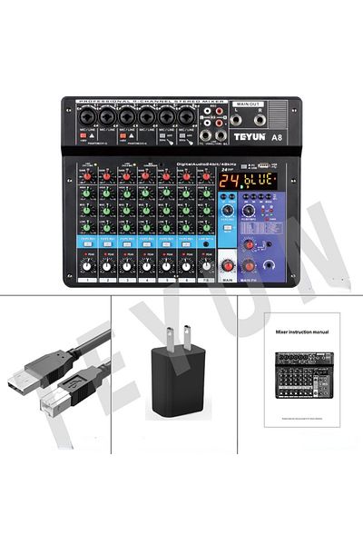 Choice US Plug TEYUN 8-channel Professional Portable Mixer Sound Mixing Console Computer Input 48v Power Mo