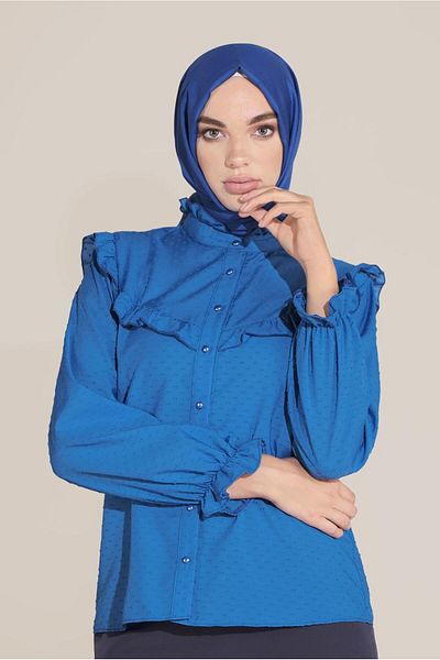 TRENDTESETTÜR ΓΥΝΑΙΚΕΙΟ ΣΚΟΥΡΟ ΜΠΛΕ (SAKS) 	 FIRFIR ΛΕΠΤΟΜΕΡΗ ΚΟΥΜΠΙ ΜΠΛΟΥΖΑ 40798